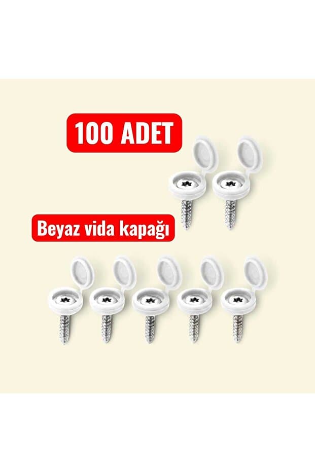 Beyaz Plastik Vida Kapağı, 100 Adet ürün fotoğrafı 1