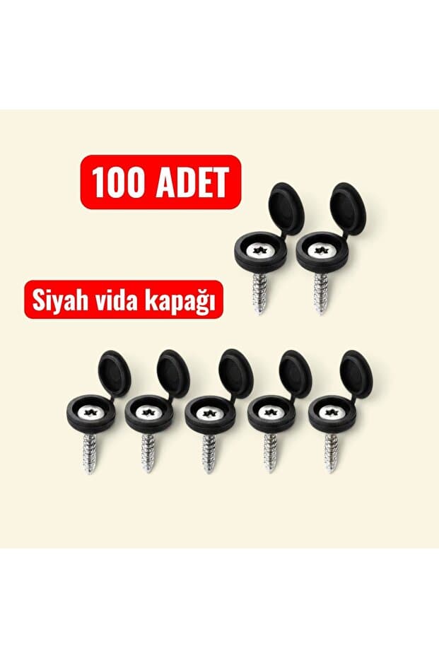 Siyah Plastik Vida Kapağı, 100 Adet ürün fotoğrafı 1